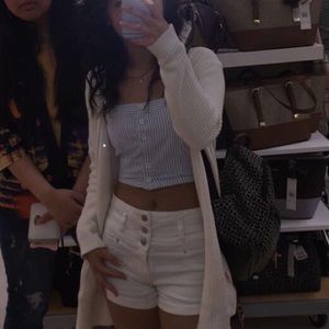 forever 21 striped button up/down crop top